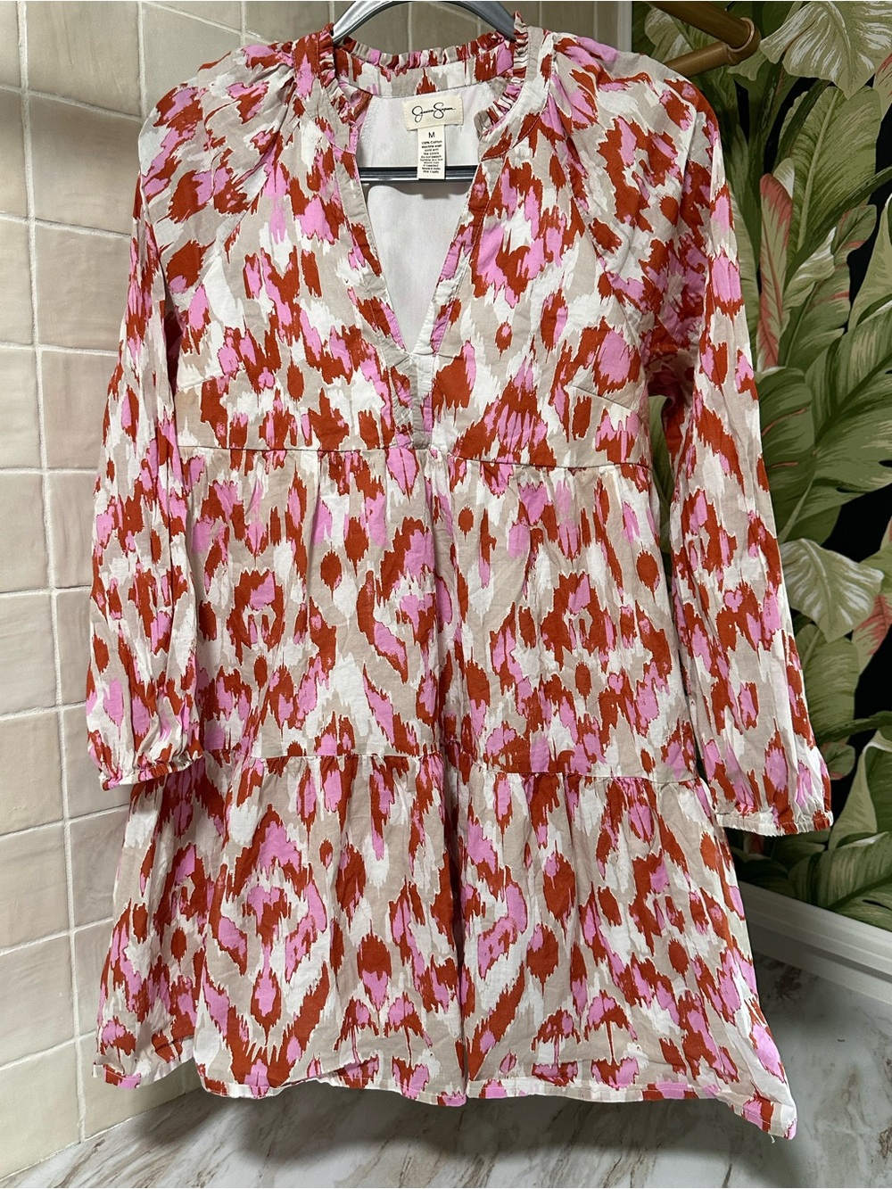 Jessica Simpson Ikat Tiered Boho Mini Dress. Size M